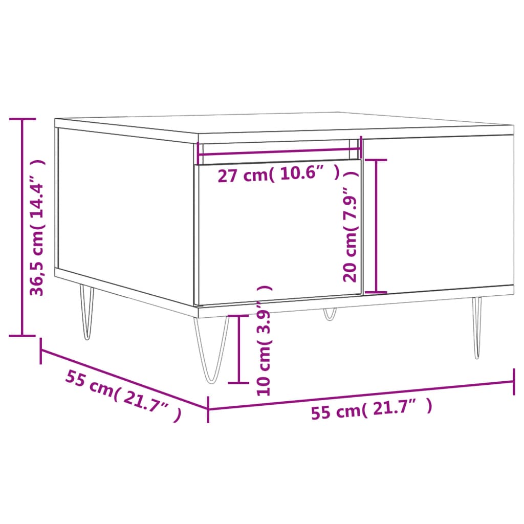 Mesa de centro 55x55x36,5 cm derivados madeira cinzento cimento - Image 10