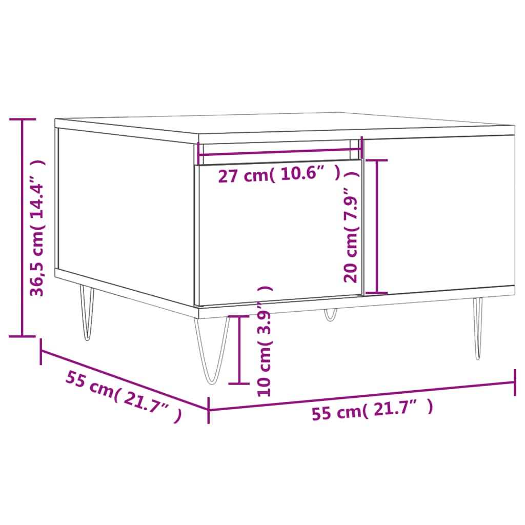 Mesa de centro 55x55x36,5 cm derivados madeira carvalho fumado - Image 10