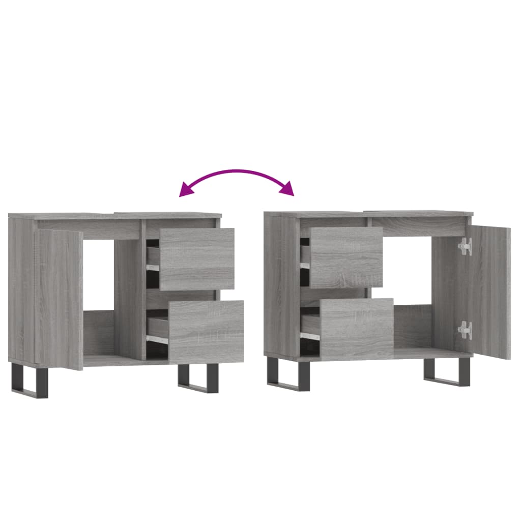 Armário WC 65x33x60 cm derivados de madeira sonoma cinzento - Image 7