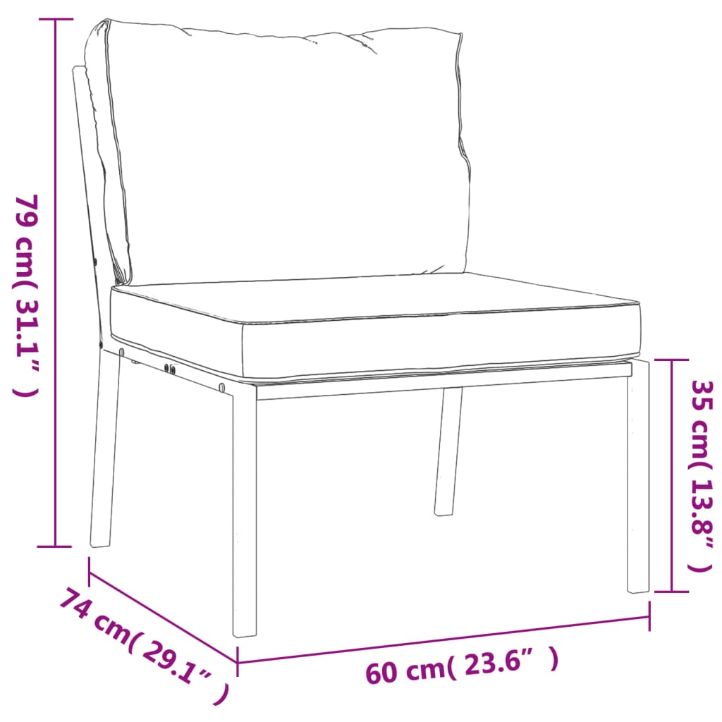 6 pcs conjunto lounge de jardim aço c/ almofadões cinzentos - Image 11