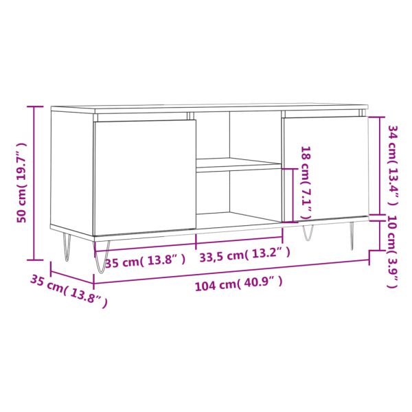 Móvel de TV 104x35x50 cm derivados de madeira cinzento cimento - Image 10
