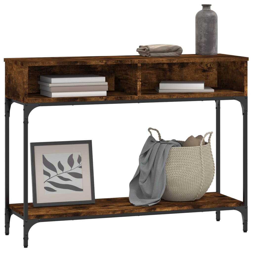 Mesa consola 100x30,5x75cm derivados de madeira carvalho fumado - Image 2