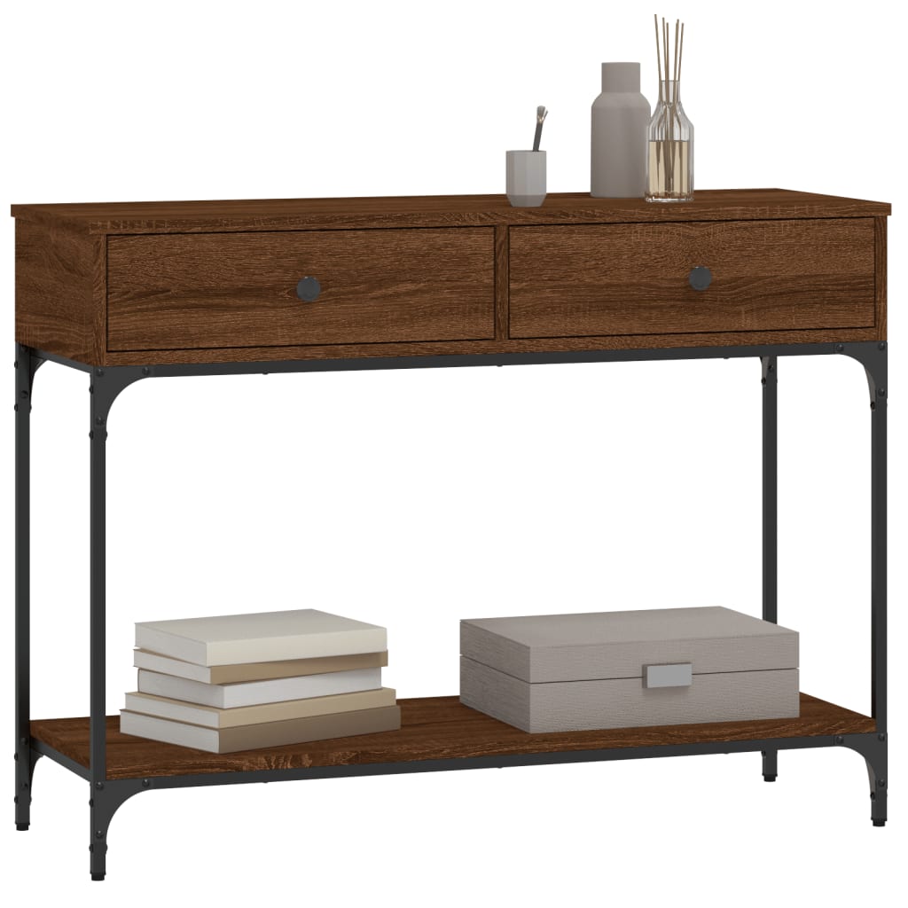 Mesa consola 100x34,5x75 cm derivados madeira carvalho castanho - Image 2