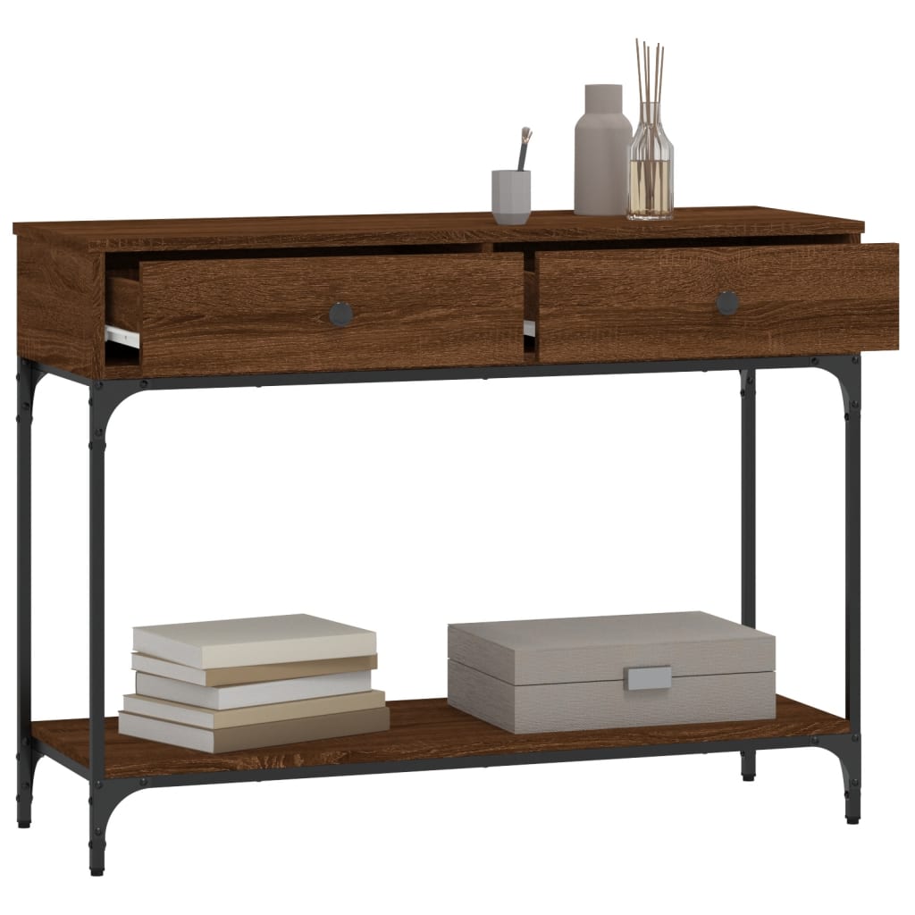 Mesa consola 100x34,5x75 cm derivados madeira carvalho castanho - Image 3
