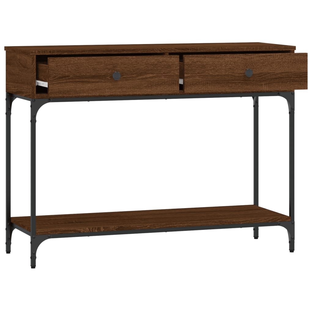 Mesa consola 100x34,5x75 cm derivados madeira carvalho castanho - Image 7