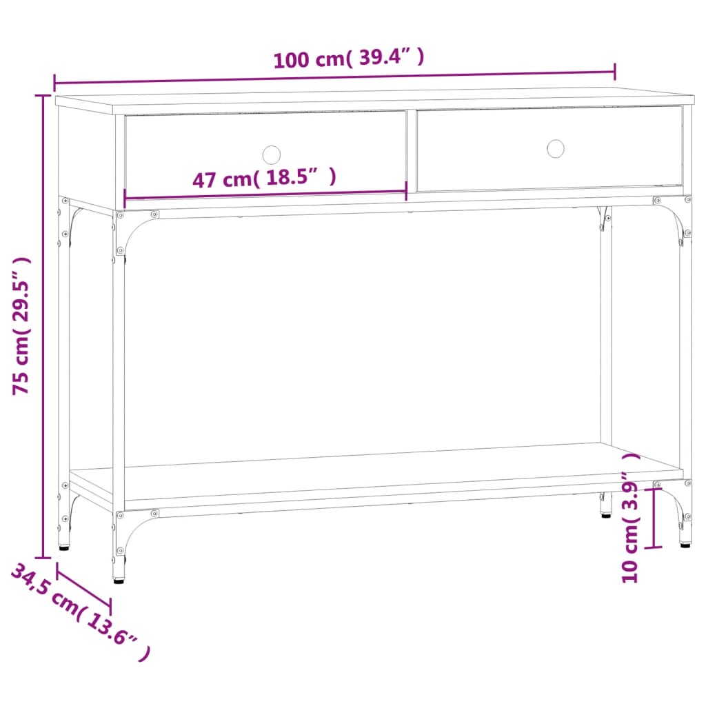 Mesa consola 100x34,5x75 cm derivados madeira carvalho castanho - Image 10