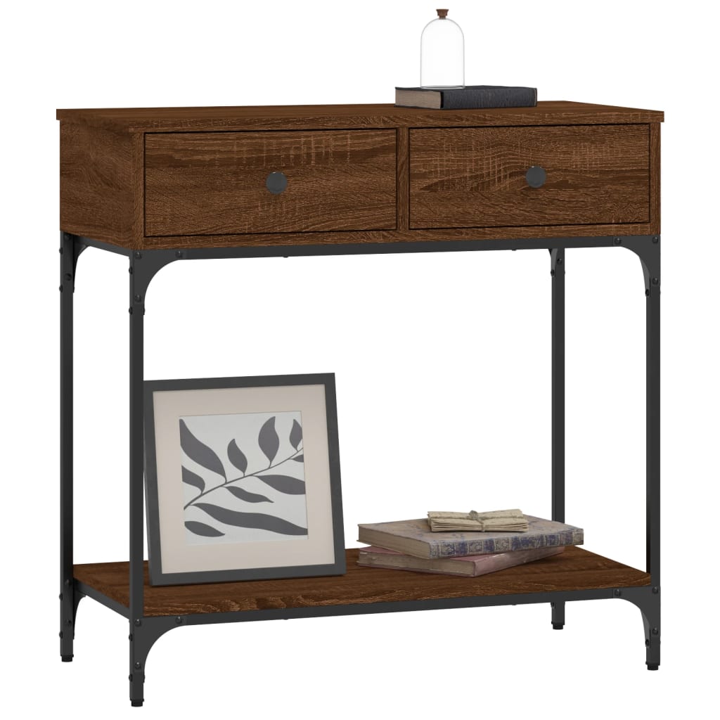 Mesa consola 75x34,5x75 cm derivados madeira carvalho castanho - Image 2