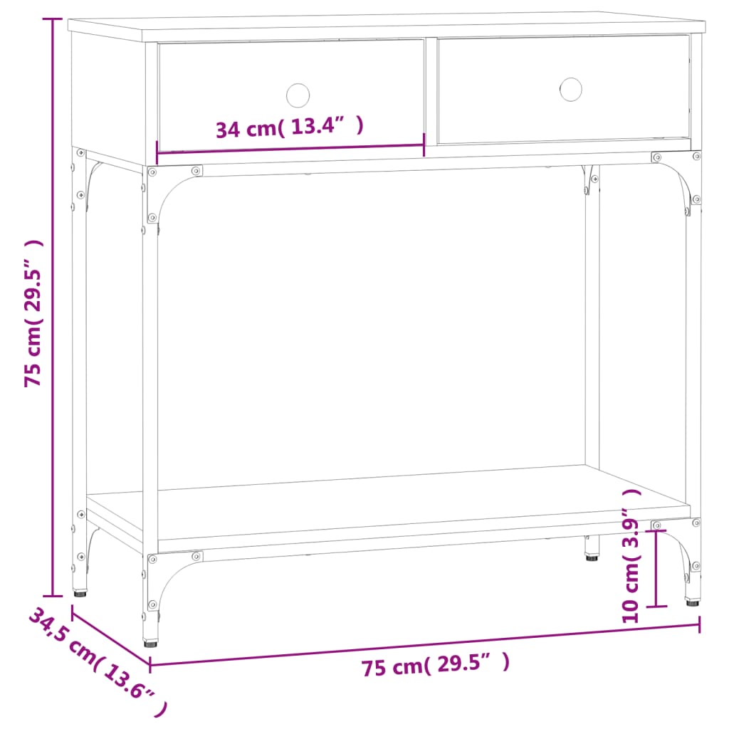 Mesa consola 75x34,5x75 cm derivados madeira carvalho castanho - Image 10