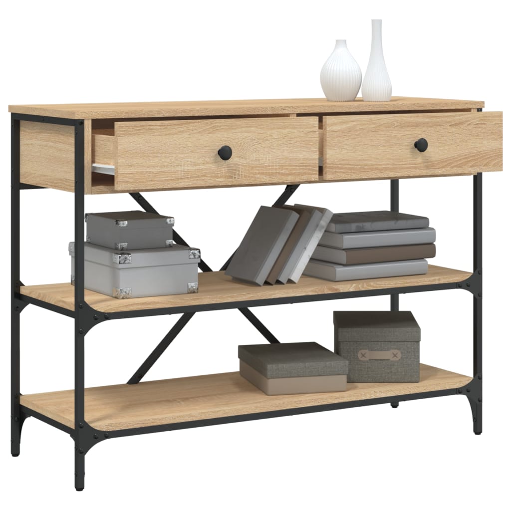 Mesa consola gavetas/prateleiras deriv. madeira carvalho sonoma - Image 3