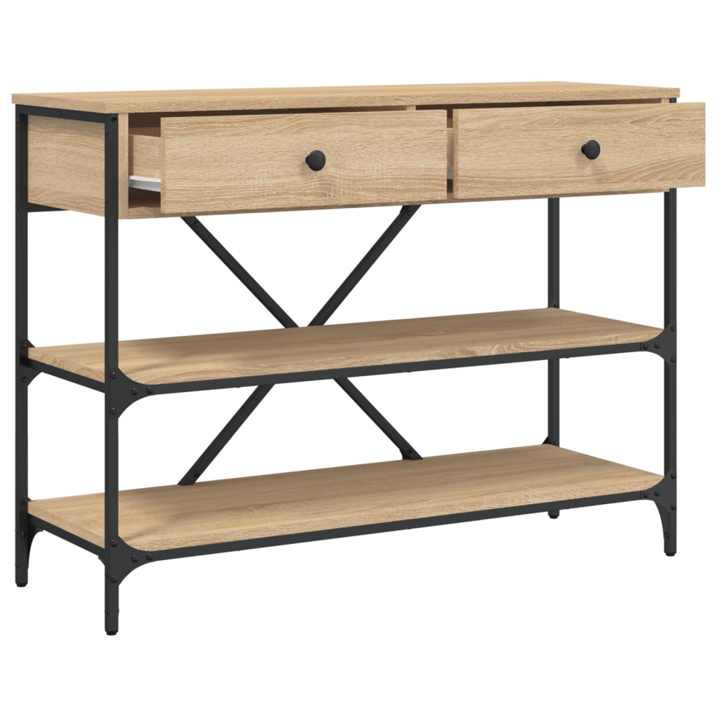 Mesa consola gavetas/prateleiras deriv. madeira carvalho sonoma - Image 4