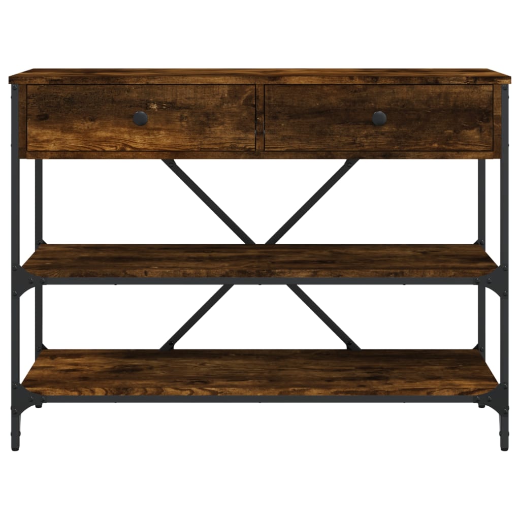 Mesa consola gavetas/prateleiras deriv. madeira carvalho fumado - Image 5