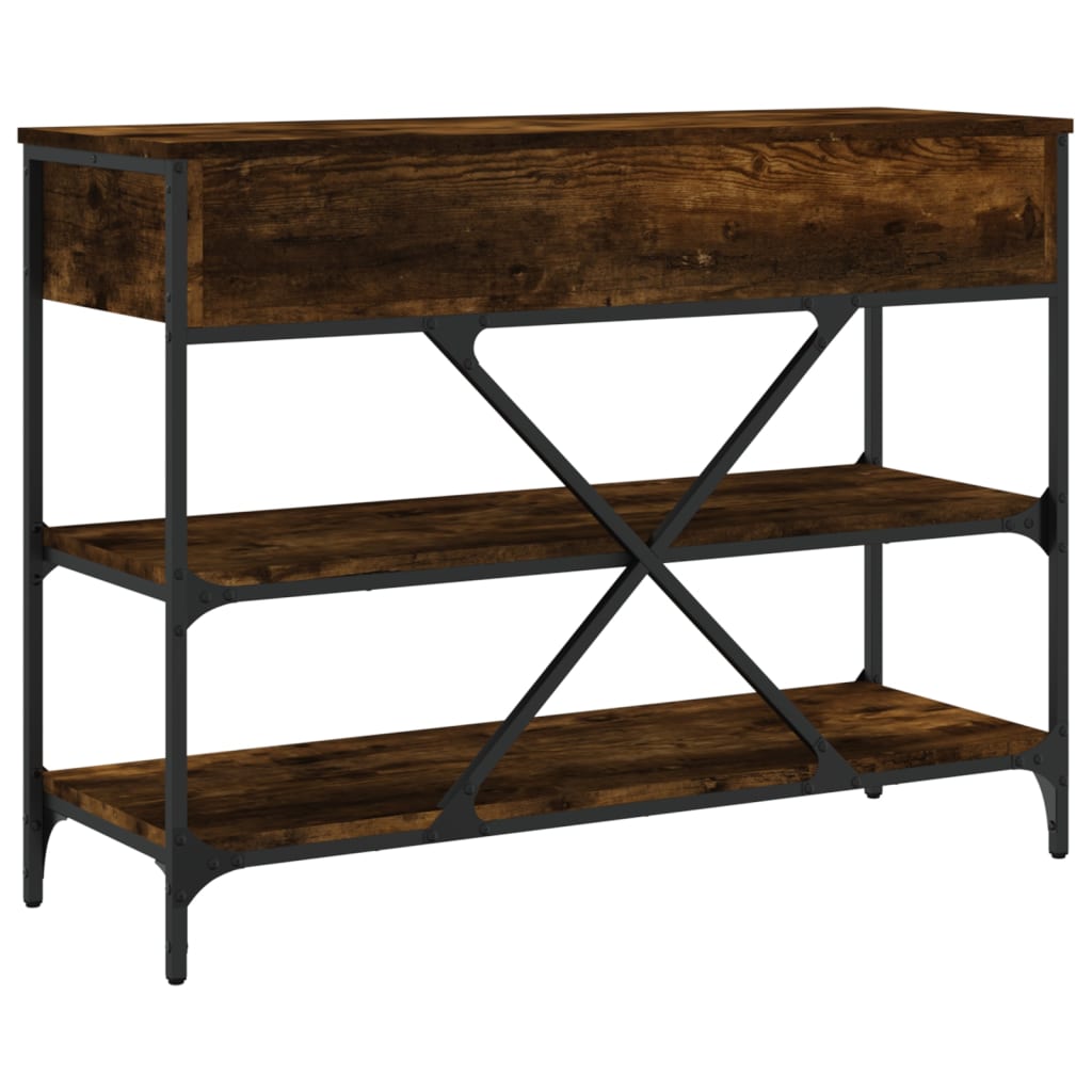 Mesa consola gavetas/prateleiras deriv. madeira carvalho fumado - Image 7