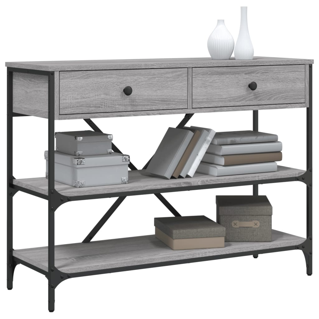 Mesa consola gavetas/prateleiras deriv. madeira cinzento sonoma - Image 2