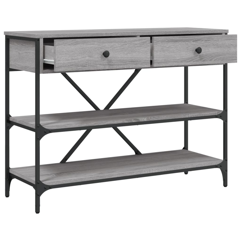 Mesa consola gavetas/prateleiras deriv. madeira cinzento sonoma - Image 4