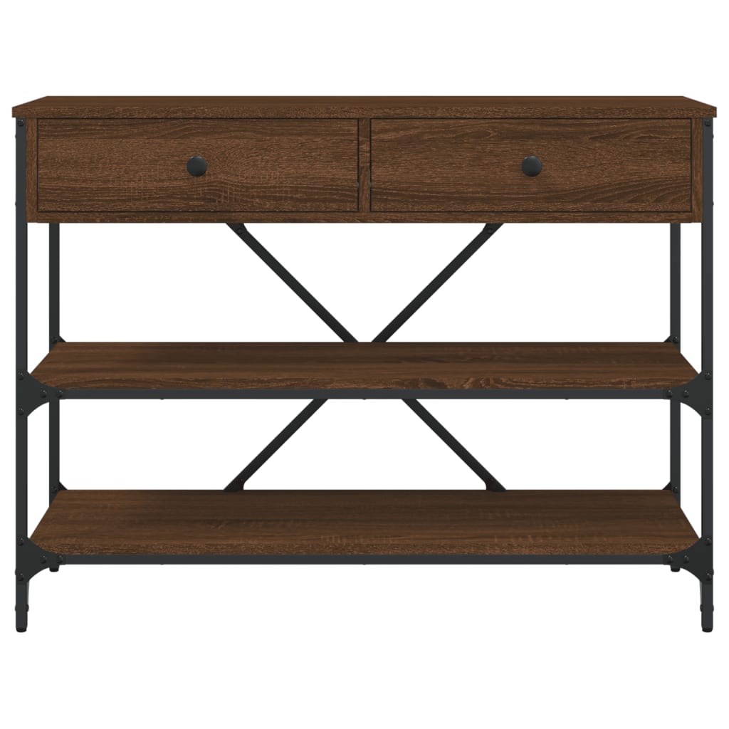 Mesa consola com gavetas e prateleiras carvalho castanho - Image 5