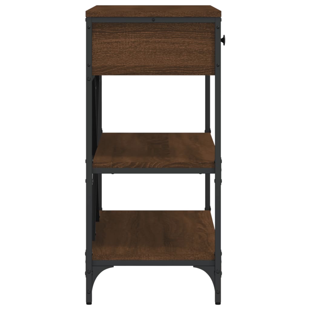 Mesa consola com gavetas e prateleiras carvalho castanho - Image 6