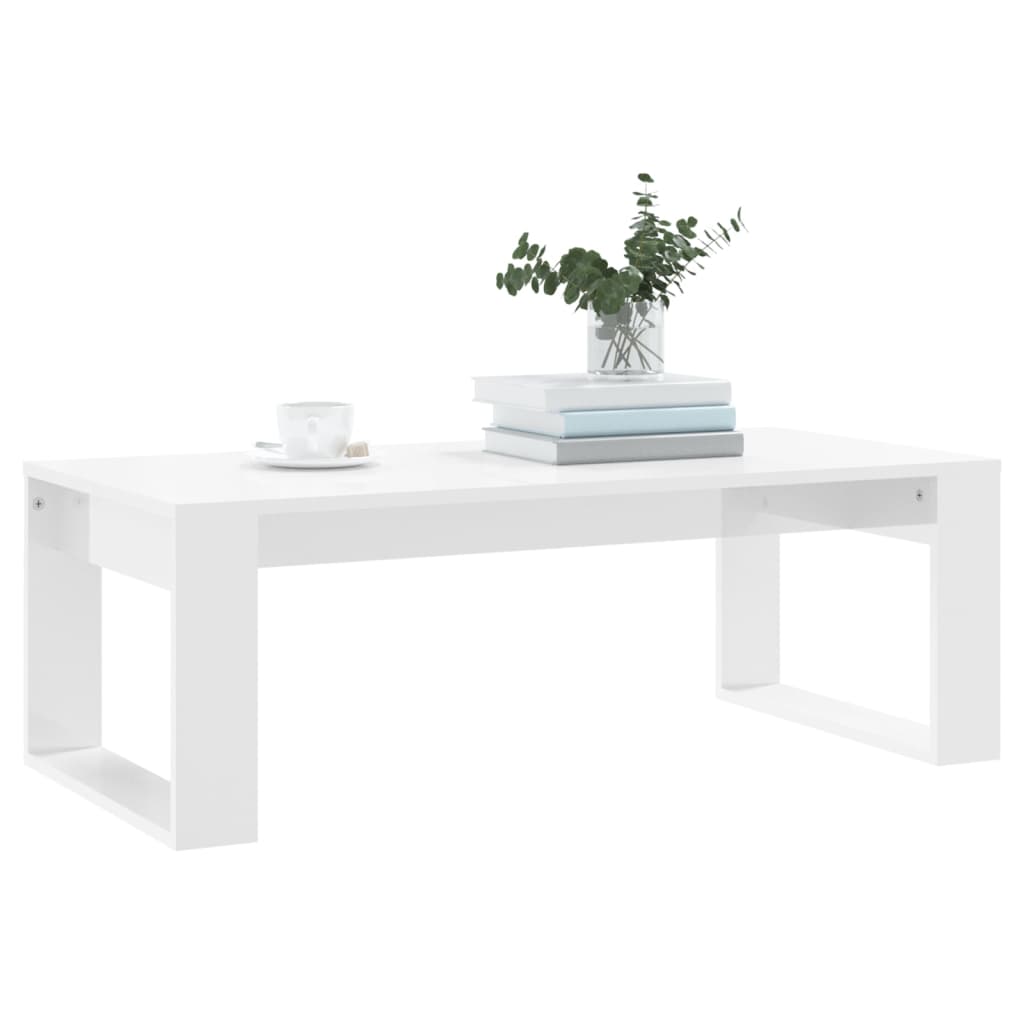 Mesa de centro 102x50x35 cm derivados madeira branco brilhante - Image 2