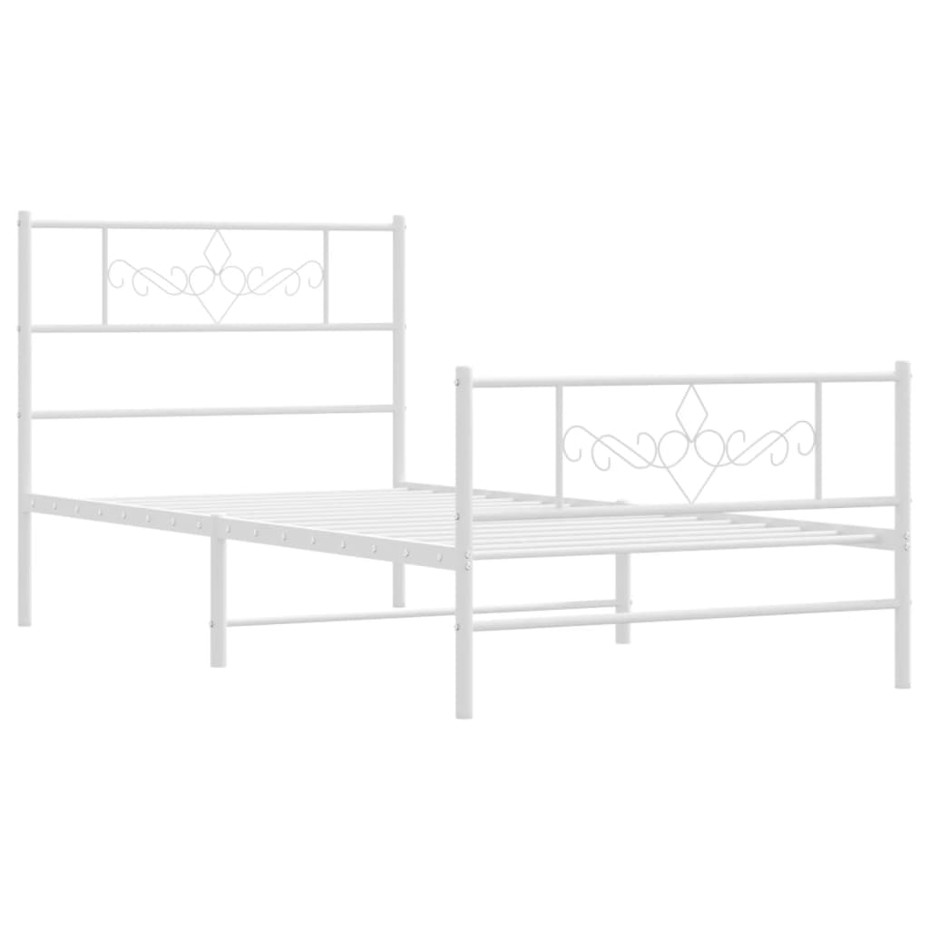 Estrutura de cama com cabeceira e pés 80x200 cm metal branco - Image 2