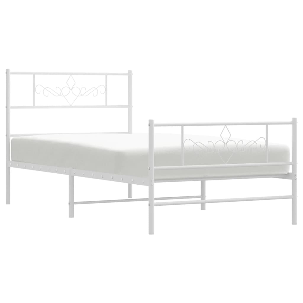 Estrutura de cama com cabeceira e pés 80x200 cm metal branco - Image 3