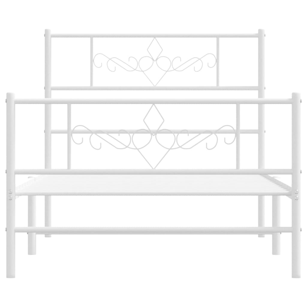 Estrutura de cama com cabeceira e pés 80x200 cm metal branco - Image 4