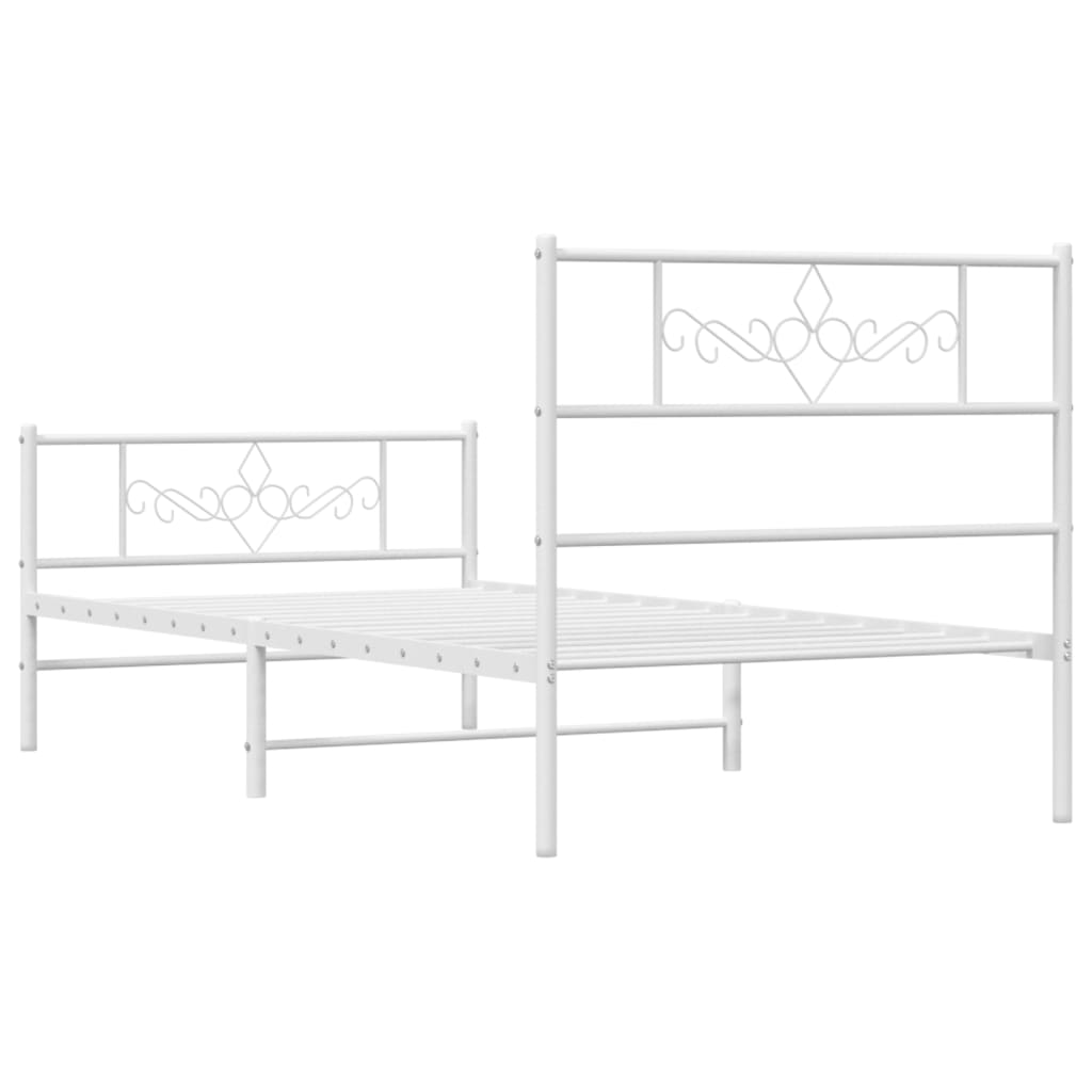 Estrutura de cama com cabeceira e pés 80x200 cm metal branco - Image 6