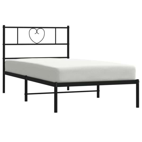 Estrutura de cama com cabeceira 90x200 cm metal preto - Image 2