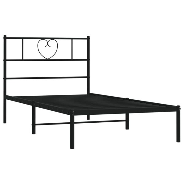 Estrutura de cama com cabeceira 90x200 cm metal preto - Image 3