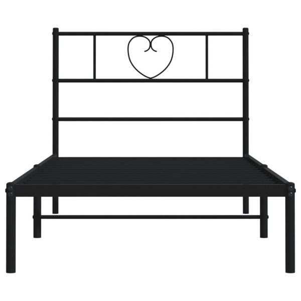 Estrutura de cama com cabeceira 90x200 cm metal preto - Image 4