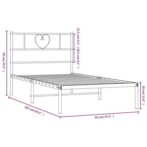 Estrutura de cama com cabeceira 90x200 cm metal preto - Image 8
