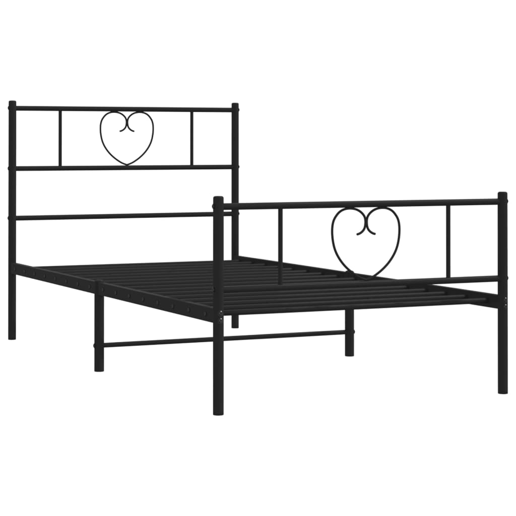 Estrutura de cama com cabeceira e pés 75x190 cm metal preto - Image 3