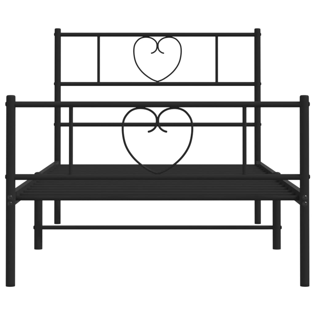 Estrutura de cama com cabeceira e pés 75x190 cm metal preto - Image 4