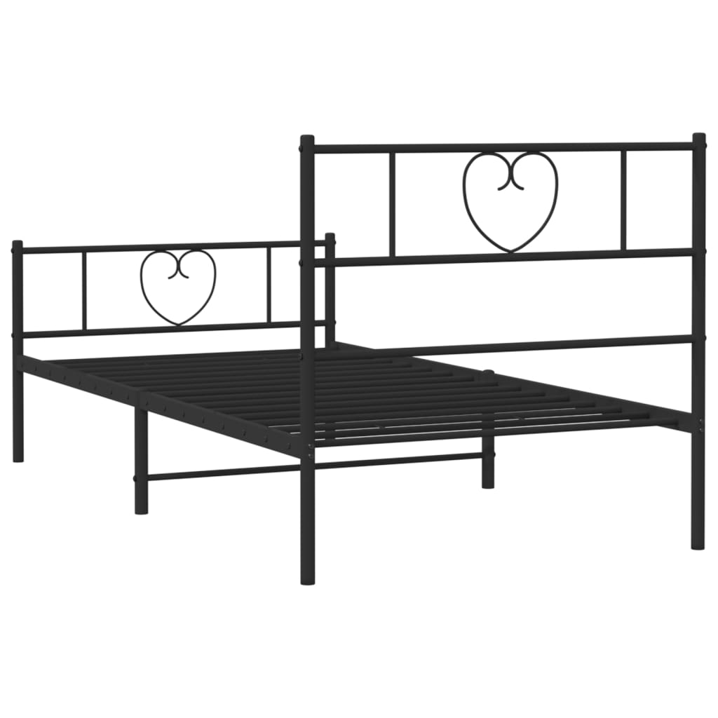 Estrutura de cama com cabeceira e pés 75x190 cm metal preto - Image 6
