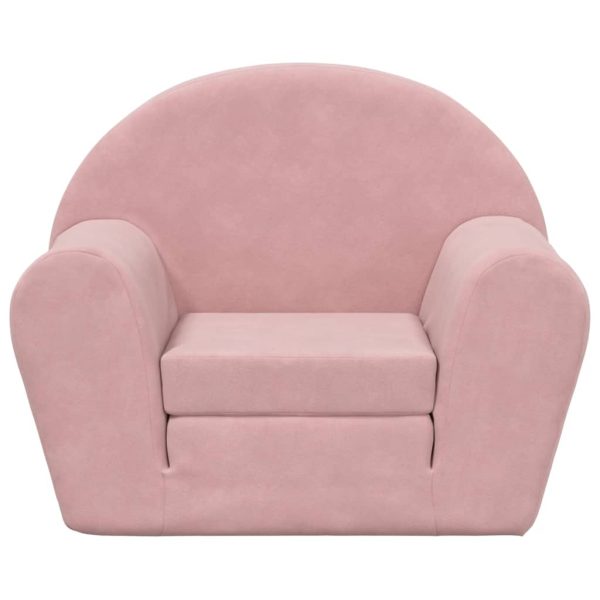 Sofá-cama infantil de pelúcia rosa - Image 2
