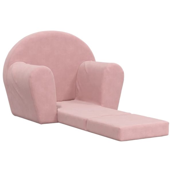 Sofá-cama infantil de pelúcia rosa - Image 3