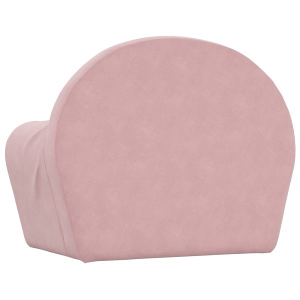 Sofá-cama infantil de pelúcia rosa - Image 5