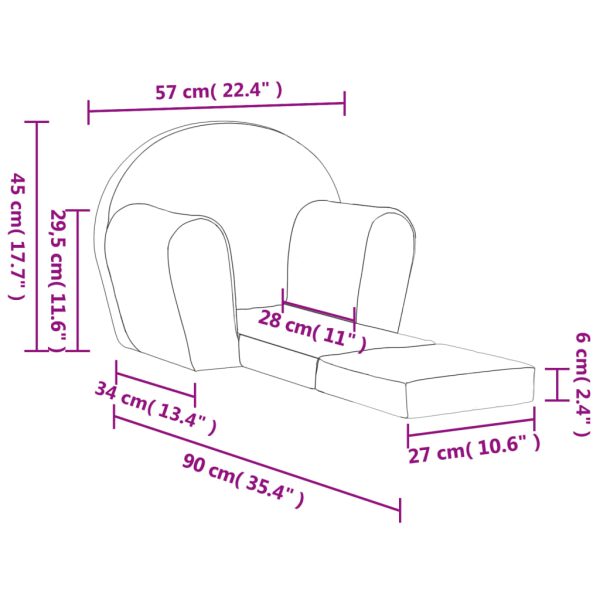 Sofá-cama infantil de pelúcia rosa - Image 8