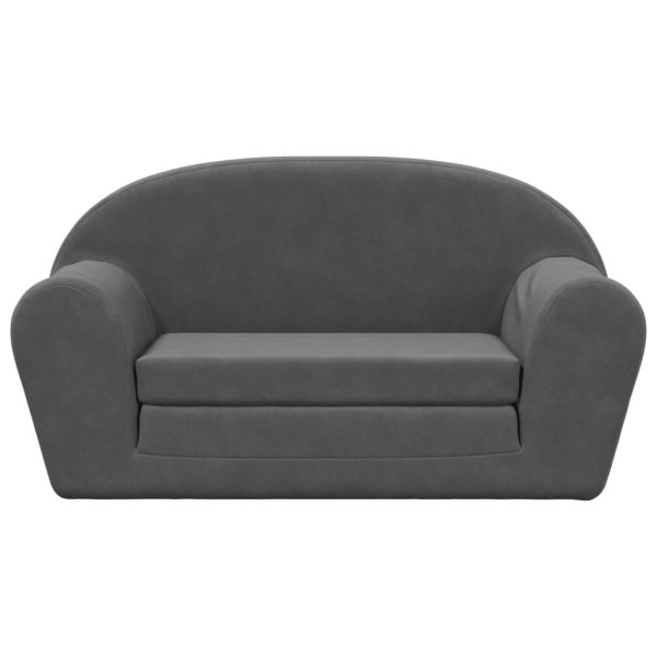 Sofá-cama infantil de 2 lugares pelúcia macia antracite - Image 2