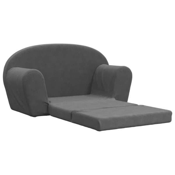 Sofá-cama infantil de 2 lugares pelúcia macia antracite - Image 3