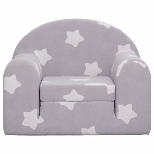 Sofá-cama infantil c/ estrelas pelúcia macia cinzento-claro - Image 2