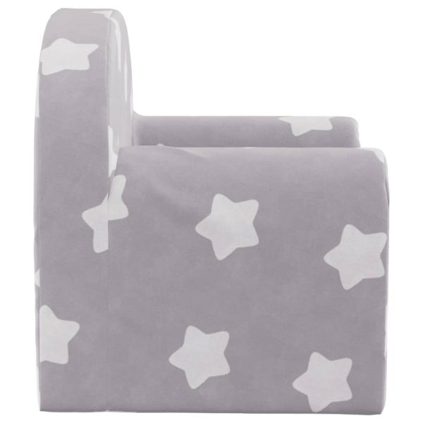 Sofá-cama infantil c/ estrelas pelúcia macia cinzento-claro - Image 4