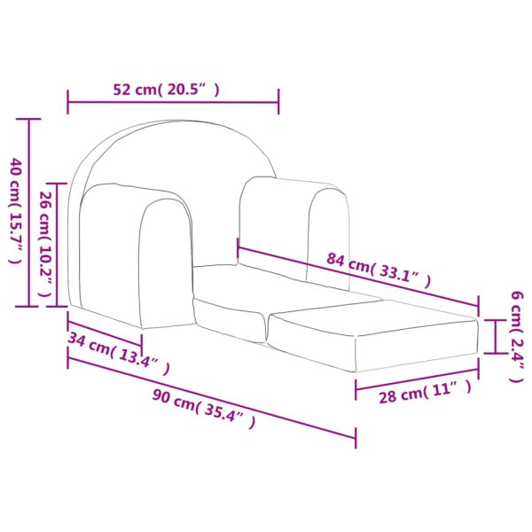 Sofá-cama infantil c/ estrelas pelúcia macia cinzento-claro - Image 7