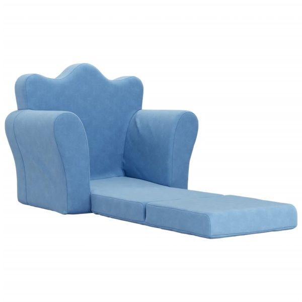 Sofá-cama infantil pelúcia macia azul - Image 3