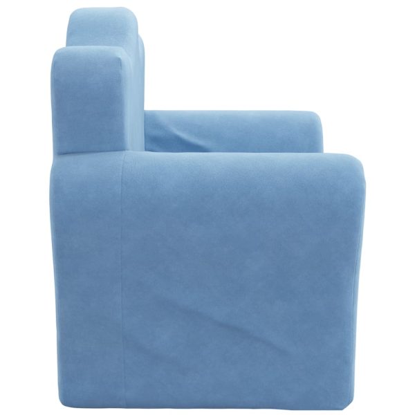 Sofá-cama infantil pelúcia macia azul - Image 4