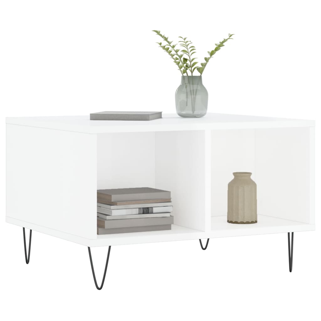 Mesa de centro 60x50x36,5 cm derivados madeira branco brilhante - Image 2