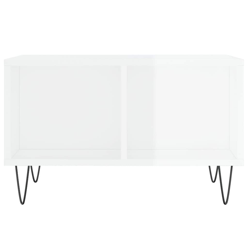 Mesa de centro 60x50x36,5 cm derivados madeira branco brilhante - Image 3