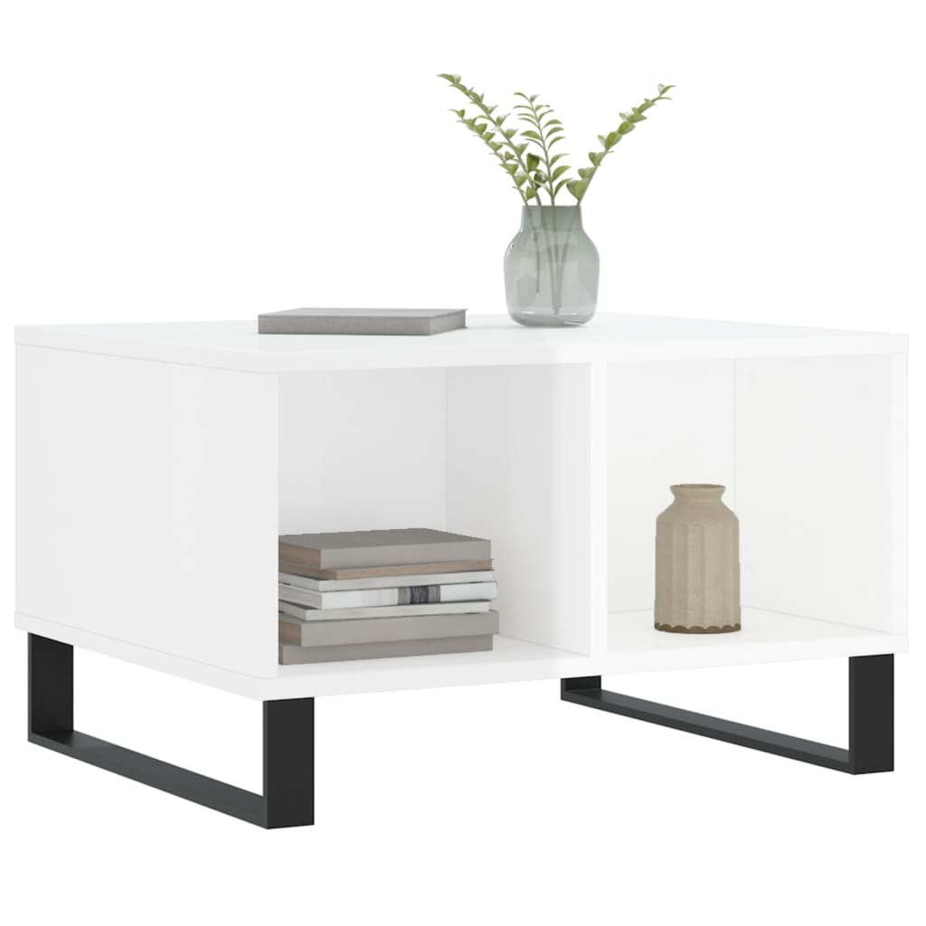 Mesa de centro 60x50x36,5 cm derivados madeira branco brilhante - Image 2