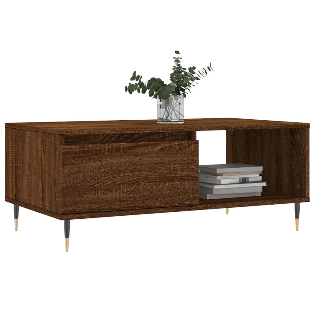 Mesa de centro 90x50x36,5cm derivados madeira carvalho castanho - Image 2
