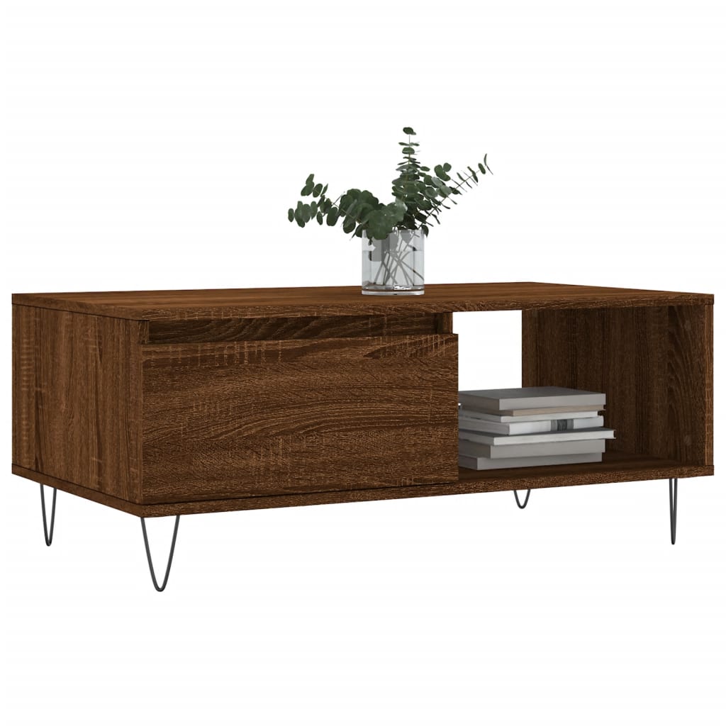 Mesa de centro 90x50x36,5cm derivados madeira carvalho castanho - Image 2