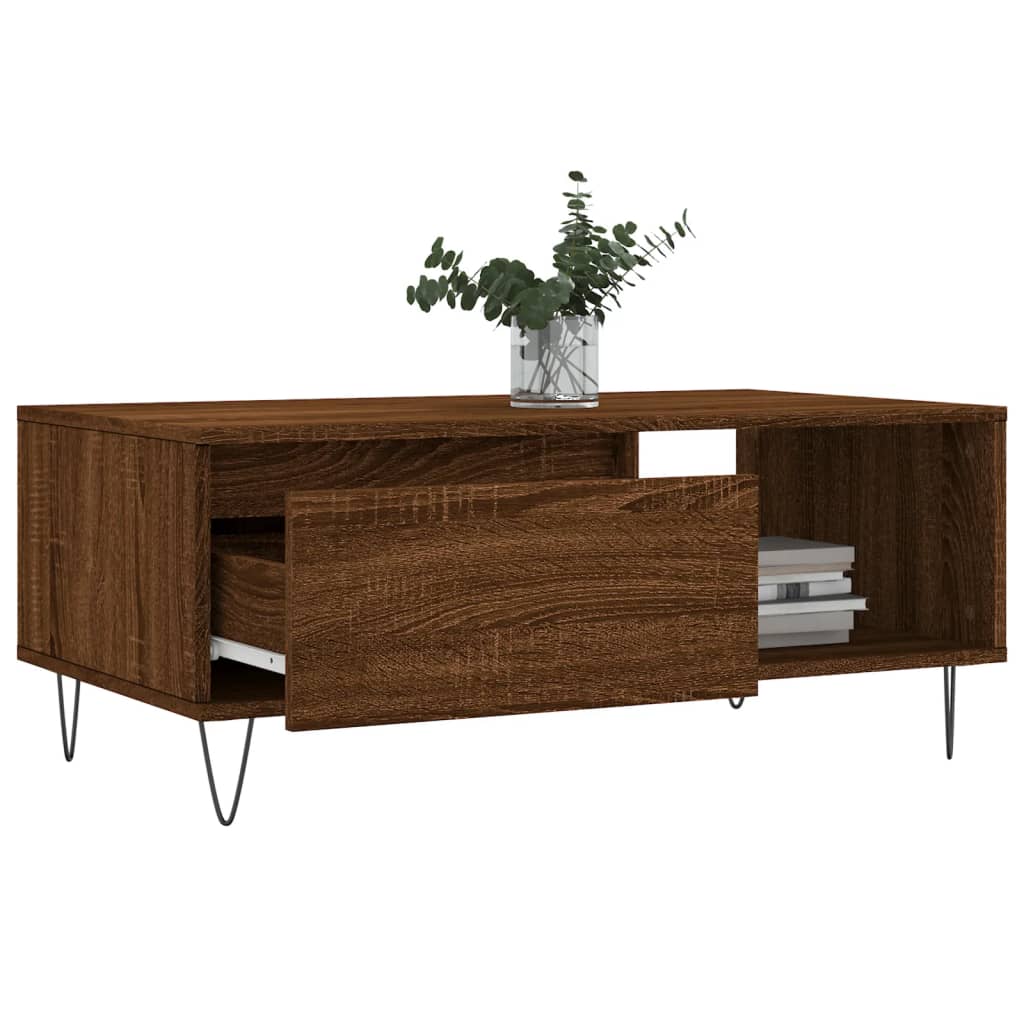 Mesa de centro 90x50x36,5cm derivados madeira carvalho castanho - Image 3