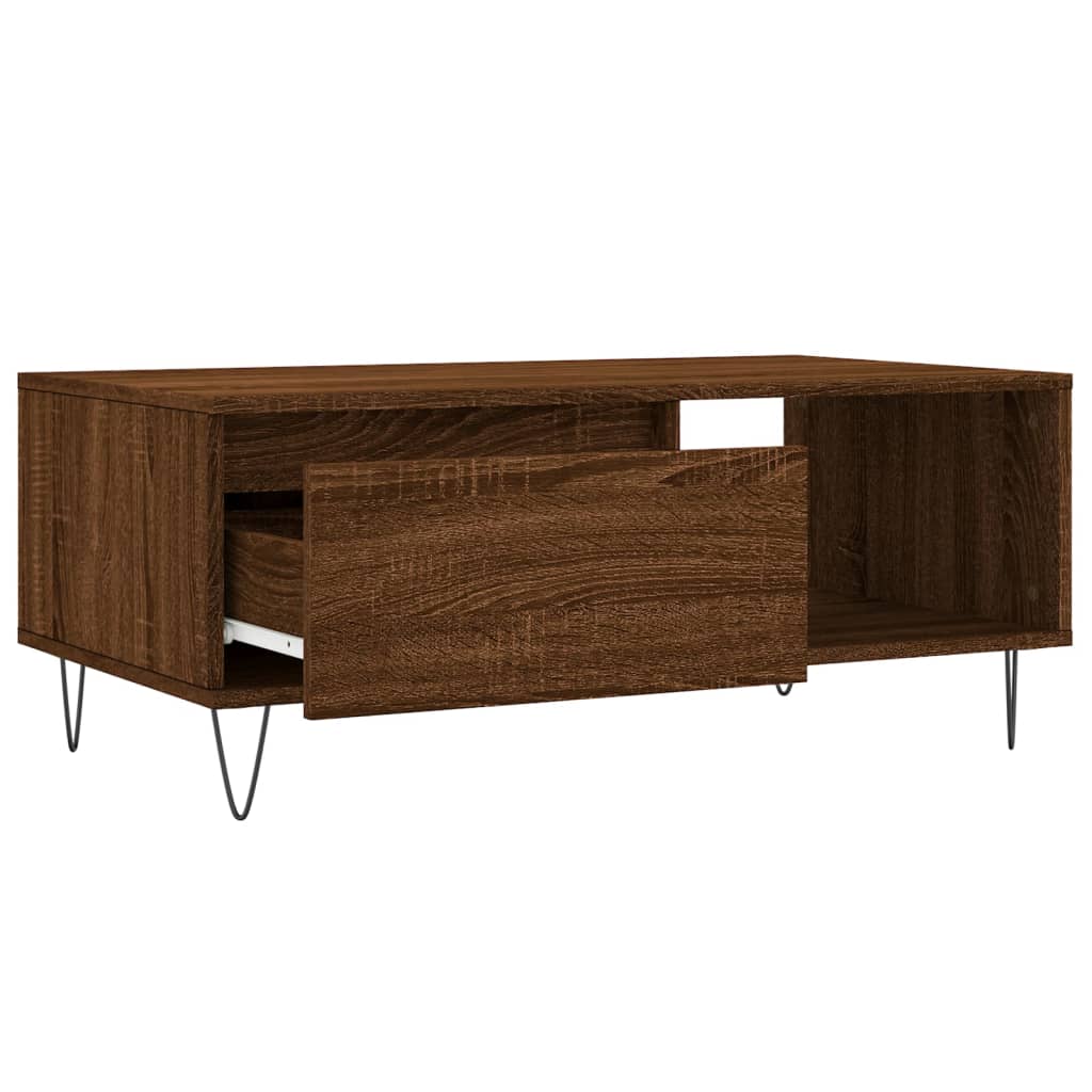 Mesa de centro 90x50x36,5cm derivados madeira carvalho castanho - Image 4